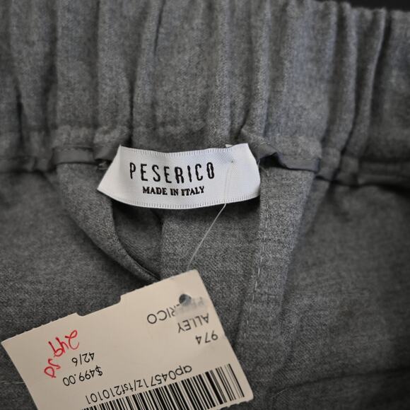 Peserico Trouser Pants Size 6 Gray Straight Leg Cuffed Flat Front Wool High Rise - Picture 7 of 8